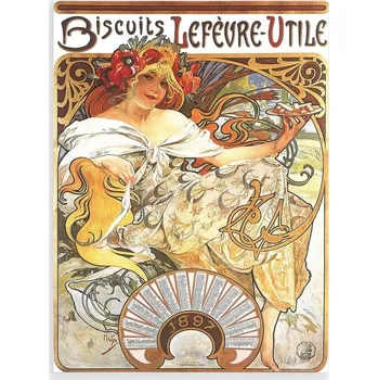 Dekorativní magnet Magnet Alfons Mucha - Biscuits, 6,5 x 9 cm
