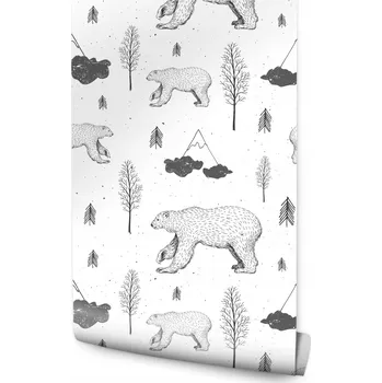 Fototapeta 10m ROLE Tapeta Dětská Medvídci Stromy Hory