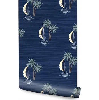 Fototapeta Dětská tapeta Plachetnice Palmy Moře LODĚ Dekorace