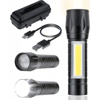 Svítilna MALÁ MEGA VÝKONNÁ TAKTICKÁ SVÍTILNA COB ZOOM LED USB