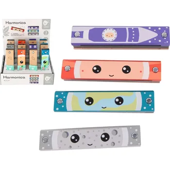Dětské zboží Harmonika dřevěná 13cm 4 barvy ve fólii