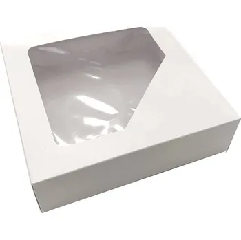 Krabice na pečivo Dortisimo Krabice na zákusky bílá s okénkem (22 x 22 x 6 cm)