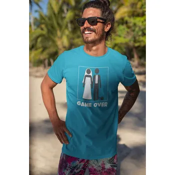Pánská móda Pánske tričko Game over Barva: Tyrkysová, Velikost: 3XL