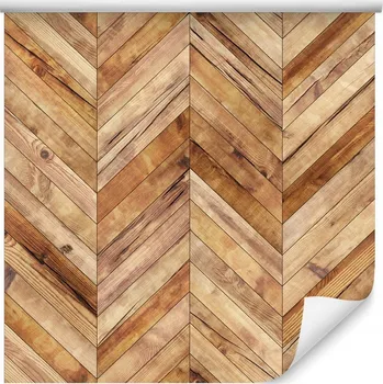 Tapeta Tapeta do obývacího pokoje imitace dřevěných PRKEN vzor rybí kost, dekorativní