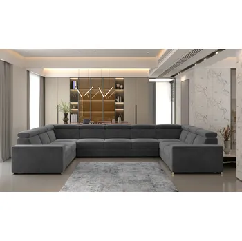 Sedací souprava Rozkládací rohová sedačka BERTA U tmavě šedá