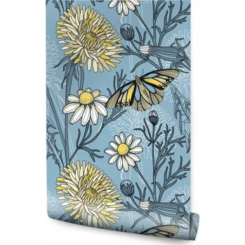 Tapeta Tapeta do obýváku květiny pampeliška sedmikráska motýli