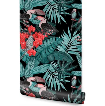 Fototapeta Tapeta do obýváku Tropické listy KVĚTY Tukan