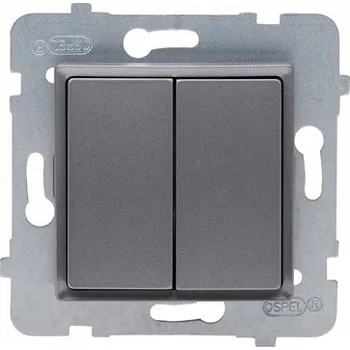 vypínač Dvojitý vypínač pod omítku Polmark stříbrný ŁP-10Q/M.IN