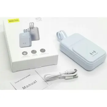 Powerbanka POWERBANK Mini 10000 Rychlé Bezdrátové Nabíjení Digitální Ukazatel BLUE