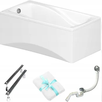 Vana Obdélníková vana Zen od Cersanit 160x85 bílá, s obkladem, sifonem, nožičkami a držákem na ručník