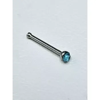 Piercing Ocelová nosovka rovná - barevný kamínek Tyrkysová