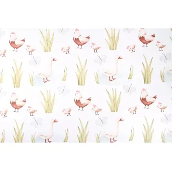 Bavlněná látka Veselé slepičky š.160