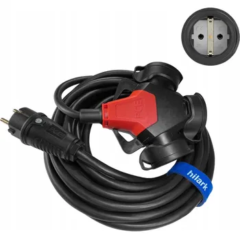 Napájecí kabel SCHUKO Gumový Prodlužovací Kabel H07RNF 3x2,5 20m + T-ROZDĚLOVAČ