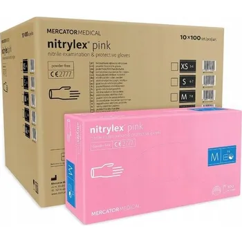 Vyšetřovací rukavice Nitrilové rukavice bez pudru růžové 100ks velikost M x10