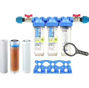 vodní filtr PRODO Sada filtru Senior 10" TRIO. Komplet připojení 3/4". Filtrace nečistot a vodního kamene (QA CF-SX)