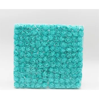 Bytová dekorace Umělé růže s drátkem | pěnové květy růží, 144 ks - Teal