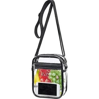 Průhledná taška přes rameno z PVC | sportovní kabelka, messenger taška - Černý