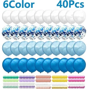 Party dekorace Modré a zlaté latexové balónky | výzdoba na svatbu, narozeniny, párty 40 ks