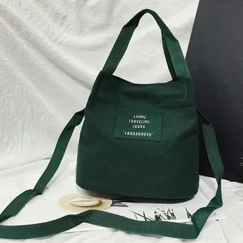 Kabelka Plátěná dámská kabelka přes rameno | crossbody kabelka | malá kabelka - Tmavě zelená