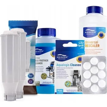 Příprava kávy Zestaw Krups - Filtr AL-TES46 2 ks, Odvápňovač 500 ml, Čistič mléčných okruhů Latteo 250 ml, Čisticí tablety Cleaneo