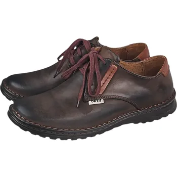 Pánská obuv D 400 - 11 pánské kožené lehké zdravotní polobotky; i pro široké nohy; hnědá podešev + patička 48