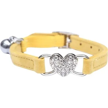 Obojek pro psa Nastavitelný kočičí obojek srdíčko a zvonek | chovatelské potřeby - Žluť