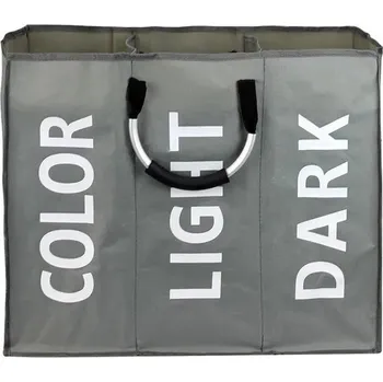 Koš na prádlo Skládací koš na prádlo se 3 přihrádkami | úložný organizér - 1ks šedý