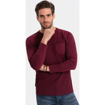 Pánské tričko Pánský dlouhý rukáv s vaflovou texturou - bordó V6 OM-LSCL-0109 - XXL