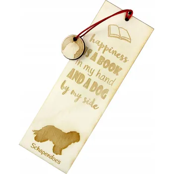 Doplněk ke knize Schapendoes: gravírovaná záložka do knihy se psem, jméno psa