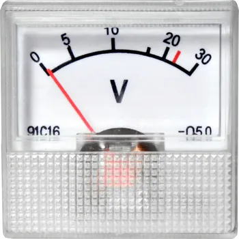 ANALOGOVÝ VOLTMETR ČTVEREC MINI 30V VOLTMETR
