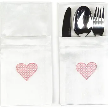 HEDVA ČESKÝ BROKÁT Kapsa na příbory Odaska set 2ks SRDCE bílá Barevná varianta: růžová