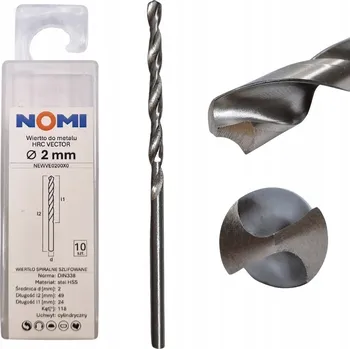 Vrták Vrták do kovu 2 mm HRC VECTOR NOMI pro ocel, plasty, dřevo a litinu