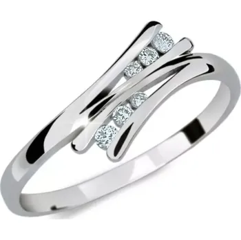 Prsten Dámský prsten bílé zlato 585/1000 přírodní diamant 0.075 ct DF1950 velikost 51