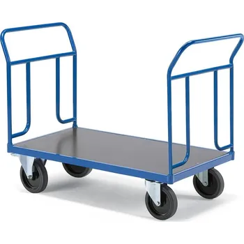 Plošinový vozík Plošinový vozík TRANSFER, 2 čelní trubkové rámy, 1200x800 mm, 1000 kg, elastická gumová kola, s brzd
