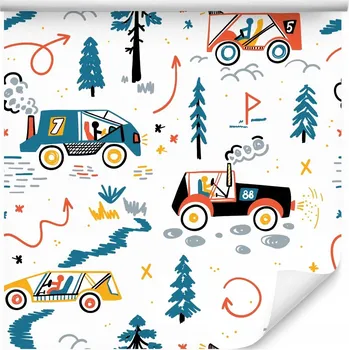 Fototapeta Tapeta do pokoje pro chlapce Závodní les Komiksová dráha