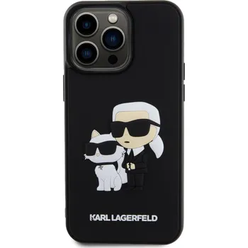 Karl Lagerfeld Ochranný kryt na iPhone 13 Pro MAX - Karl Lagerfeld, 3D Rubber Karl and Choupette Black KLHCP13X3DRKCNK
