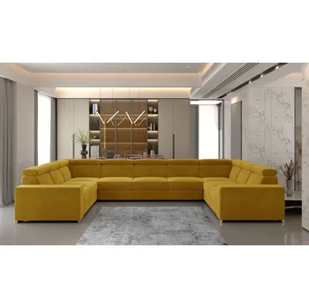 Sedací souprava Rozkládací rohová sedačka BERTA U žlutá