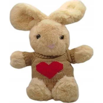 plyšák PLYŠÁK PLYŠOVÝ MAZLÍČEK PŘÍTULNÍČEK KRÁLÍČEK KRÁLÍČEK BÉŽOVÝ SRDCE SVETR 40 cm