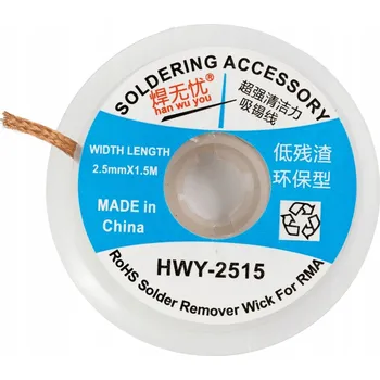 Lepicí páska Odsávací pásek na cín MSALAMON Rozpájecí páska Plecionka lutownicza 2,5mm 2,5 mm x 1,5 m