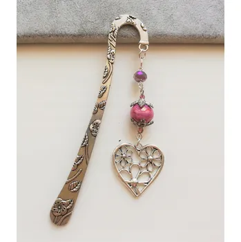 Doplněk ke knize Styl SQ-10C Záložka do knihy srdce, kovová, růžová broskev