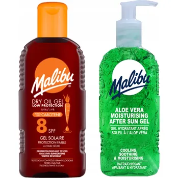 Přípravek na opalování Malibu Suchý Gel s Karotenem SPF8 200 Ml + Aloe Gel po opalování 200 Ml