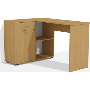 Psací stůl Nabytekmorava Rohový počítačový stůl Alfa 305 barevné provedení: buk, provedení: LEVÉ