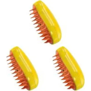 Péče o srst a drápky Kartáč na kočky a psy s vodním rozprašovačem | Chovatelské potřeby - žlutá 3 ks