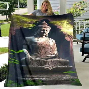 deka Flanelová deka s motivem buddhy | pléd do ložnice - 18,180 x 230 cm