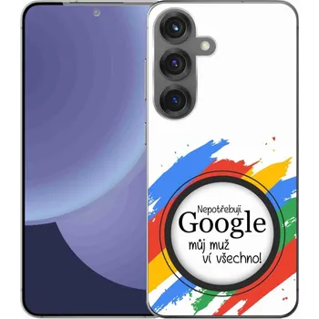 Pouzdro na mobilní telefon Gelový kryt mmCase na Samsung Galaxy S25 - muž ví všechno bílé pozadí