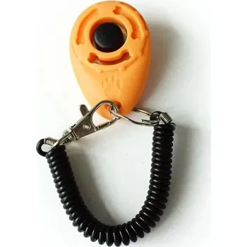 tréninková pomůcka pro psa Výcvikový klikr pro psy a kočky s nastavitelným páskem | nástroj na psí výcvik - světle oranžová