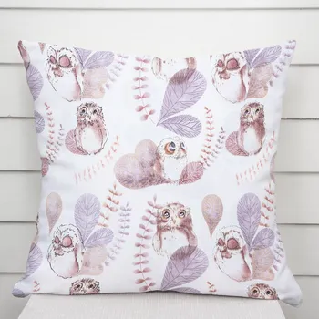 Povlak na dekorativní polštářek Dětský bavlněný povlak na polštář Sandra SA-284 Hnědé sovy 50 x 60 cm