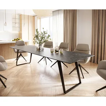 Jídelní stůl Jídelní stůl Edge 300x100 cm keramika Laminam® Nero Greco šedá šikmá