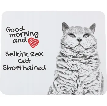 Obraz Kočka Selkirk Rex krátkosrstá podložka pod myš s kočkou, s vaší fotografií