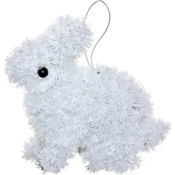Bílá závěsná plastová dekorace králík - 11*5*14 cm